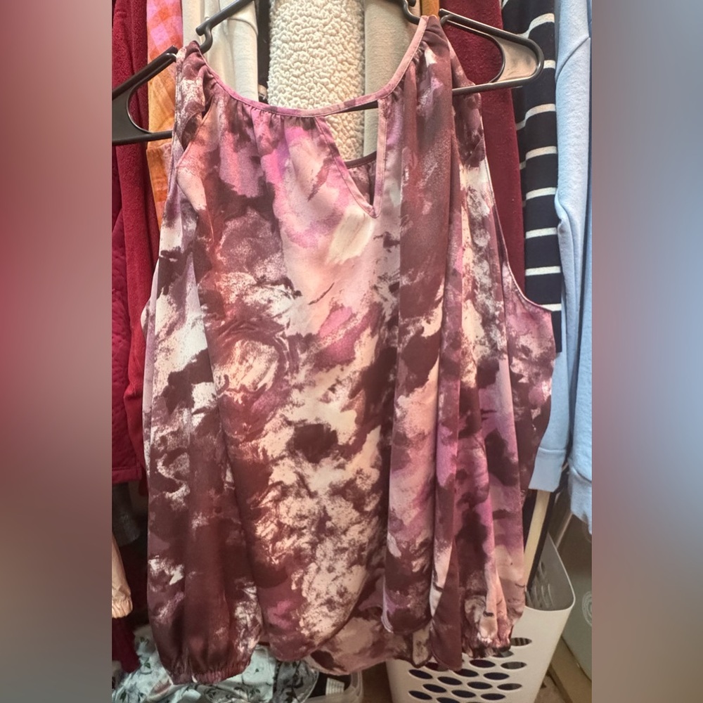 Pink and Brown Open-shoulder Top